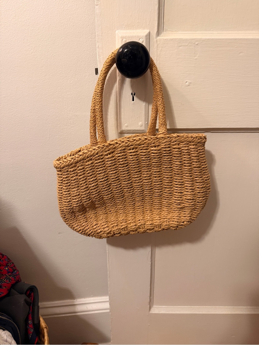 Woven Straw Tote Bag in Natural Tan